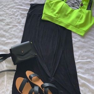 Black double split skirt